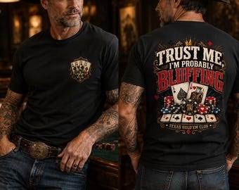 T-shirt Poker Texas Hold’em vintage uomo Trust Me I’m Probably Bluffing, maglietta nera western casino per tornei poker S M L XL 2XL 3XL ..