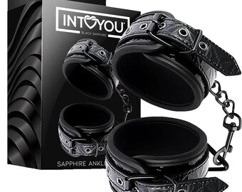Sapphire Cavigliere Bondage Vegano Nere Imbottite Catena Bdsm Fetish