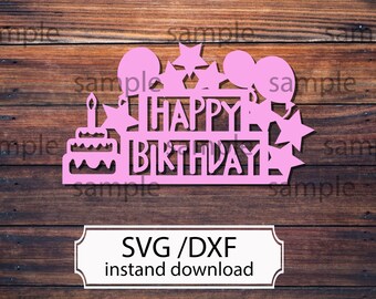 Download Cake Topper svg Happy Birthday svg. Cutting file for Cricut | Etsy