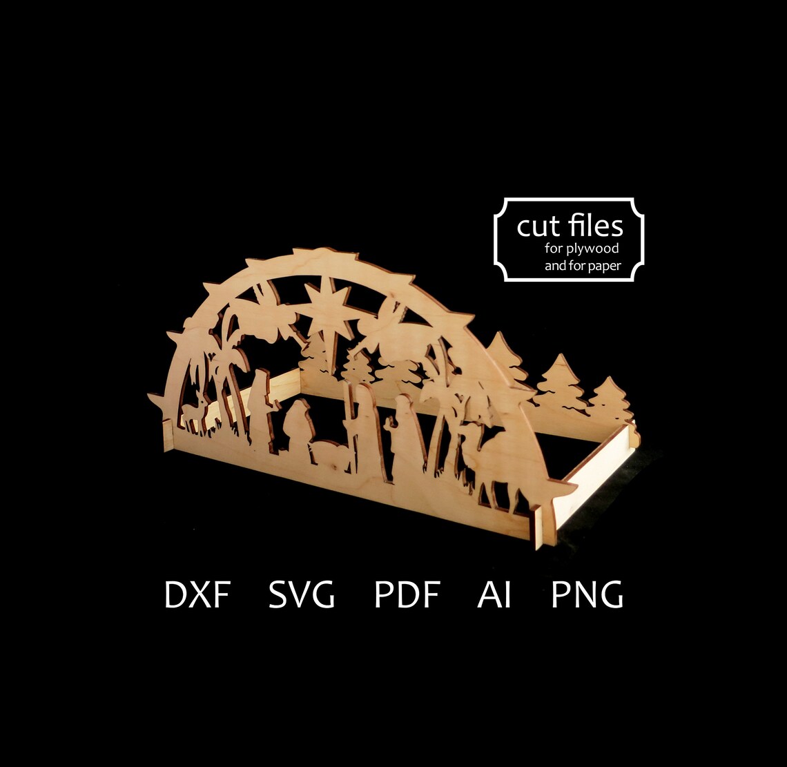 DXF files for laser Сandle holder Nativity scene Manger Etsy