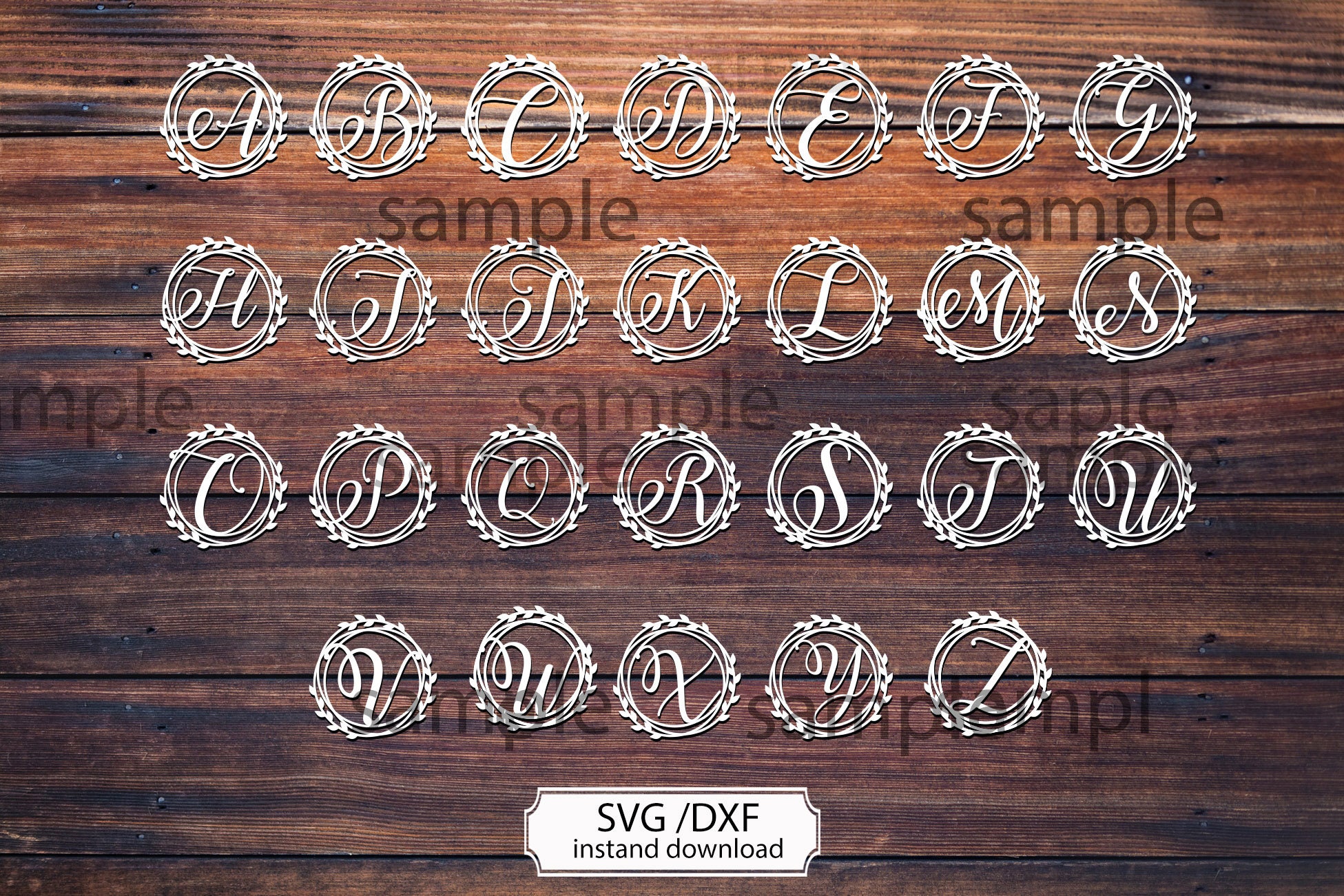 Download Wreath Monogram Letters SVG Wreath Alphabet Bundle 26 | Etsy