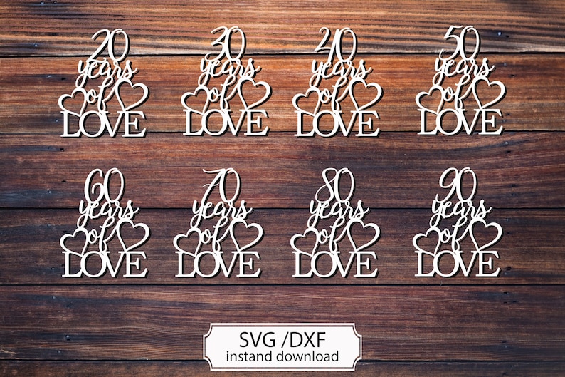 Download 40th Years of Love SVG cutting file 20th wedding anniversary | Etsy