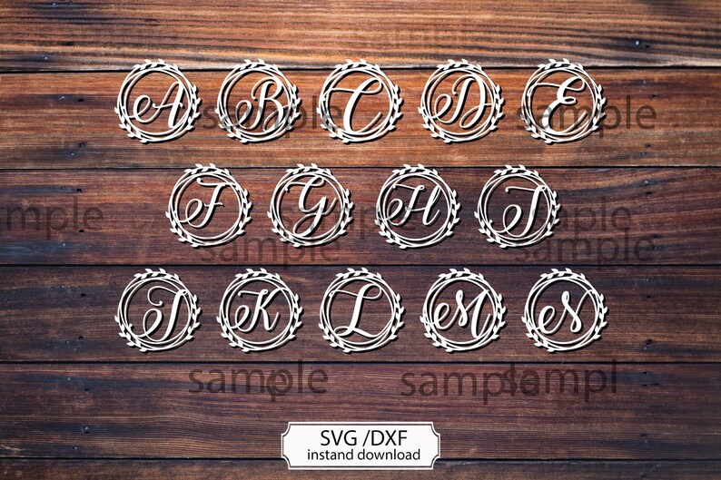 Download Wreath Monogram Letters SVG Wreath Alphabet Bundle 26 | Etsy