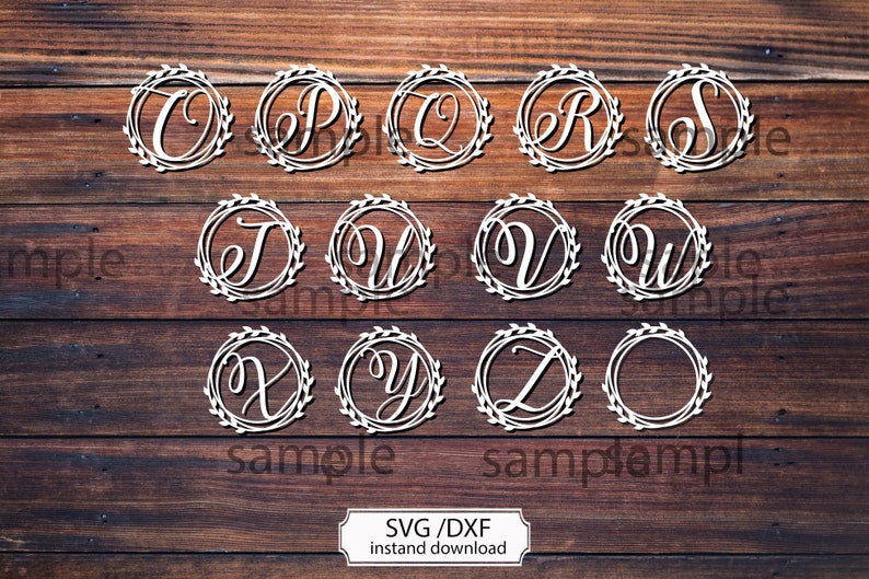 Download Wreath Monogram Letters SVG Wreath Alphabet Bundle 26 | Etsy