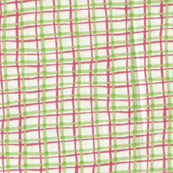 A Bit of Whimsy by Melissa Saylor / Wilmington Prints / Green, Ivory, Pink Plaid (OOP Cotton) BTHY Great for Quilting, Crafts, Home Decor