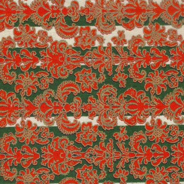 Christmas Damask - Joanns Fabics (BTHY) Red, Metallic Gold, Green & White (COTTON) Great for Quilting, Crafts, Home Decor Accents