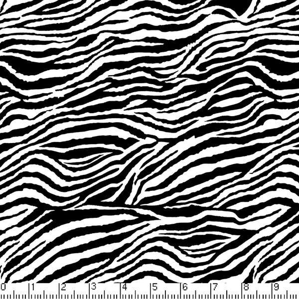 Black & White Zebra Animal Print by MDG, Medium Stripes, BTHY, 100% Cotton - Great for Quilting, Crafts, Home Decor