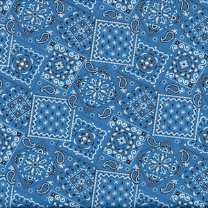 Blue Bandana Fabric, Blazin&#39; Bandana by MDG, BTHY, COTTON, Western, Cowboy, Bunkhouse, Bandana, Marshall Dry Goods Fabric