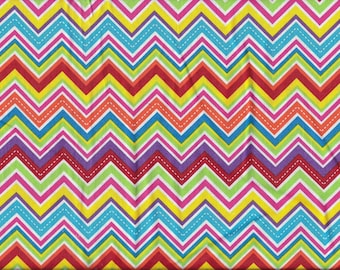 Zig Zag Chevrons by The Gallery for Choice Fabrics / OOP / Cotton / BTHY / Chevron Fabric / Blue, Red, Yellow, Orange, Green, Purple, Pink