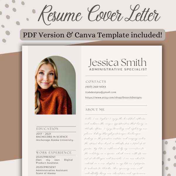 Resume Cover Letter Template- PDF Cover Letter, Editable, Accessible and Aesthetic, Modern, New Job, Canva Template, Neutral Template