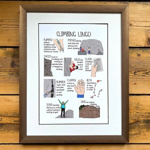 Climbing Poster Art Print A4: Climbing Lingo - Climbing gift
