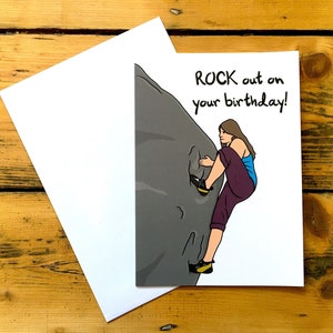 Rock Climbing Greeting Card: ROCK out on your birthday! - Climbing gift