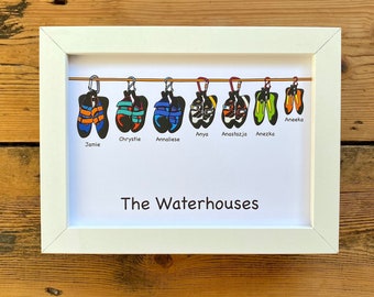 Personalised Climbing Poster: Custom family Rock Climbing Shoe Print (Personalised for your Family), Perfect Climber gift.