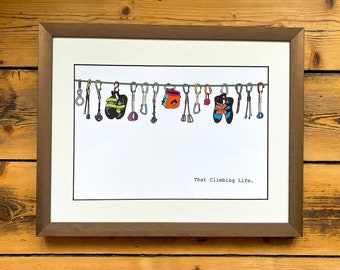 Climbing Poster Art Print A4: That Climbing Life - Climbing gift