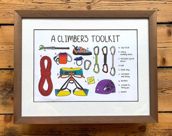 A Climbers Toolkit Poster Art Print A4 - Climbing gift