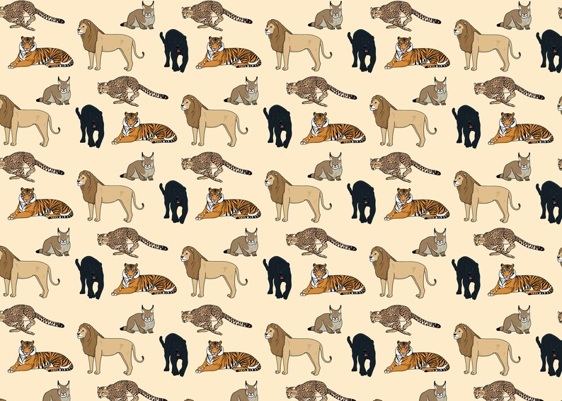 Tiger Lynx Jaguar Lion Big Cat Wrapping Paper: Cheetah