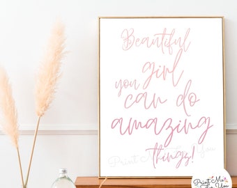 Positive Affirmations, Female Empowerment, Blush Pink Wall Art, Room Decor For Teen Girls, Bedroom Decor Teen Girl, Gifts For Teenage Girls