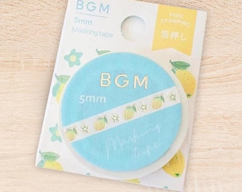 BGM 5mm gold foil Lemons and Flowers washi tape/masking tape/planner/journal/craft supply