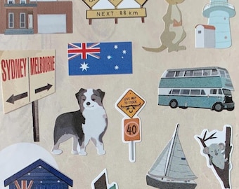 Australia theme stickers ,world travel series planner sticker, journal sticker, craft supplies