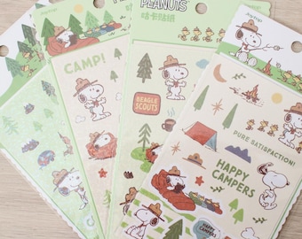 Peanuts Snoopy Glitter Happy Campers stickers, craft supply, planner sticker