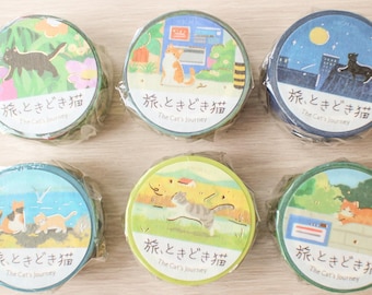 BGM The Cat's Journey Travel washi tape/masking tape/planner/journal/craft supply