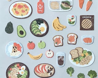 Suatelier healthy food breakfast food trip series planner sticker, journal sticker, craft supplies