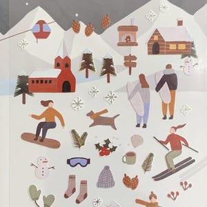Suatelier midwinter skiing Swiss Switzerland world travel series planner sticker, journal sticker, craft supplies