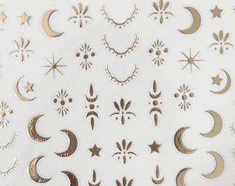 3D Shiny Gold Star Moon Nail Art Sticker /Nail DIY 055, nail sticker, craft supply
