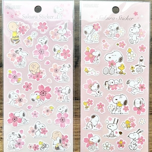 Peanuts Snoopy Sakura Cherry Blossom seal stickers, craft supply, planner sticker