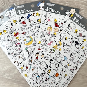 Peanuts Snoopy 4 Size Stickers, craft supply,scrapbooking supply, planner image 1