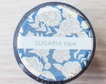 Mind Wave Sugaria Navy Flower Rose Classy washi tape/masking tape/planner/journal/craft supply