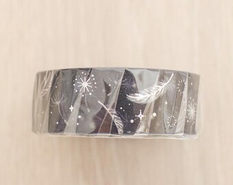 Saien - Feather Silver Foil washi tape/masking tape/planner/journal/craft supply
