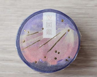BGM Purple & Gold Foil Sky Illustrated * Evening Dusk washi tape/masking tape/planner/journal