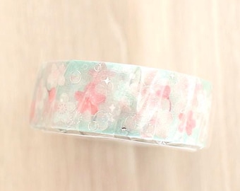Saien - Sakura Cherry Blossom Bubbles Silver Foil washi tape/masking tape/planner/journal/craft supply