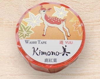 Kimono Beauty - Autumn Deer washi tape/Fall/ Autumn floral masking tape/planner/journal/craft supply