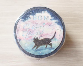 BGM *Sakura Limited* Cat and Evening Flower Illuminating washi tape/masking tape/planner/journal/craft supply