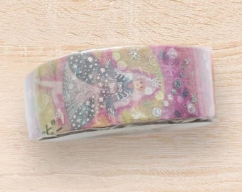 Shinzi Katoh dancing princess glitter holo silver foil washi tape/masking tape/planner/journal/craft supply