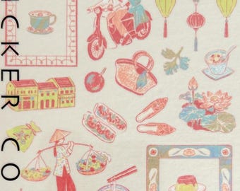 Midori a little story of Vietnam travel planner sticker, journal sticker, craft supplies