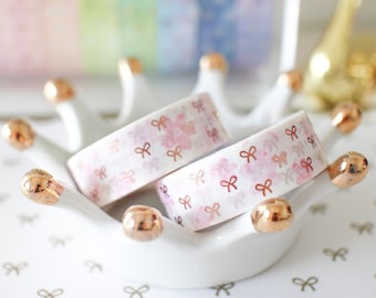 Cherry Blossom Bow Washi with Rose Gold Foil - Bow/Ribbon/Planner Goods/Stationery/Washitape/Craft/Plannergirl/