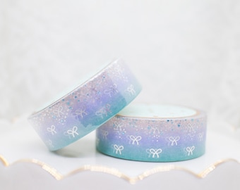 Mermaid Bling Bling Bow Washi with Holo Silver + Glitter Blue Foil