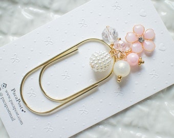Handmade resin cherry blossom charm jewelry bead dangle wide paper clip