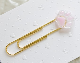 Handmade resin paw charm paper clip bookmark