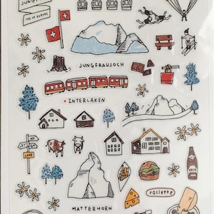 Suatelier Switzerland Swiss world travel series planner sticker, journal sticker, craft supplies