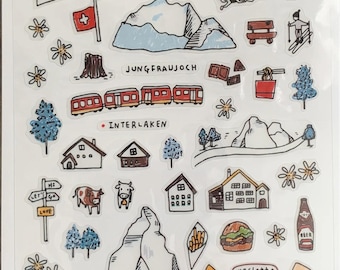 Suatelier Switzerland Swiss world travel series planner sticker, journal sticker, craft supplies