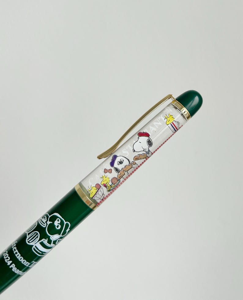 Floating Peanuts Snoopy Gel Pen Ballpoint Pen, craft supplies, stationery Dark Green (Cookies)