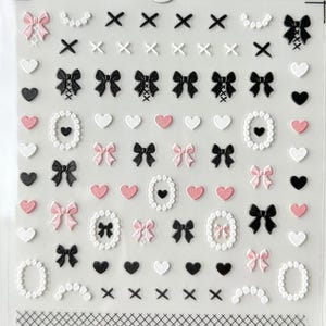 3D Lace Ribbon Bow Heart Nail Art Sticker,Nail DIY 2403, nail sticker, craft supply