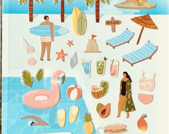 Suatelier mid summer swimming pool planner sticker, journal sticker, craft supplies
