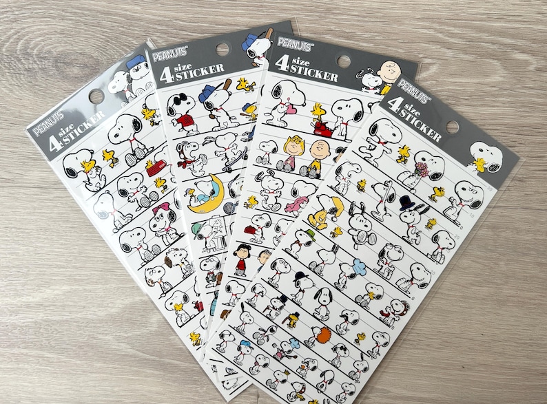 Peanuts Snoopy 4 Size Stickers, craft supply,scrapbooking supply, planner image 1