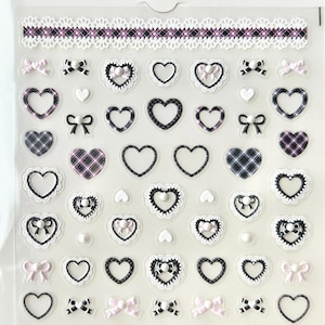 3D Lace Black Pink Ribbon Bow Pearl Nail Art Sticker /Nail DIY L-112, nail sticker, craft supply