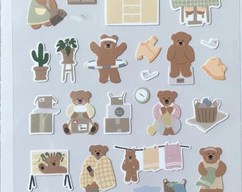 Suatelier ggumi bear home daily vlog planner sticker, journal sticker, craft supplies